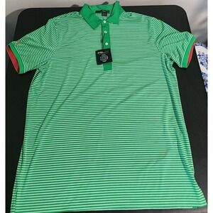 NWT RLX Ralph Lauren Golf Polo Shirt Mens XXL Green Stripe Performance Stretch